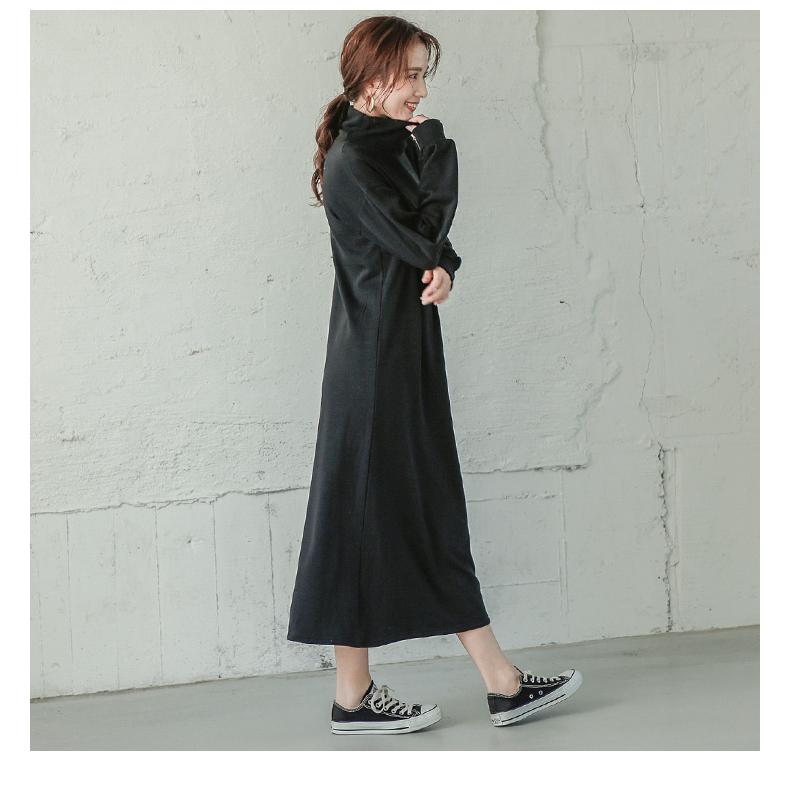裏起毛 サイドプリーツワンピース レディース ロング丈 長袖 ハイネック 【lgww-at4291】【即納：1-5営業日】【送料無料】60込 ...