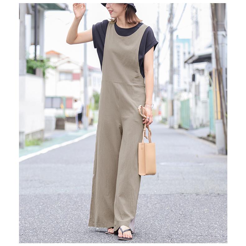 バックリボン サロペット レディース オールインワン ワイドパンツ