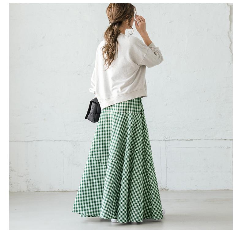 【美品】エムズグレイシー ギンガムチェックスカート ロング丈フレア 22年モデル スカート ロング丈 フレア ギンガムチェック柄 ボトムス