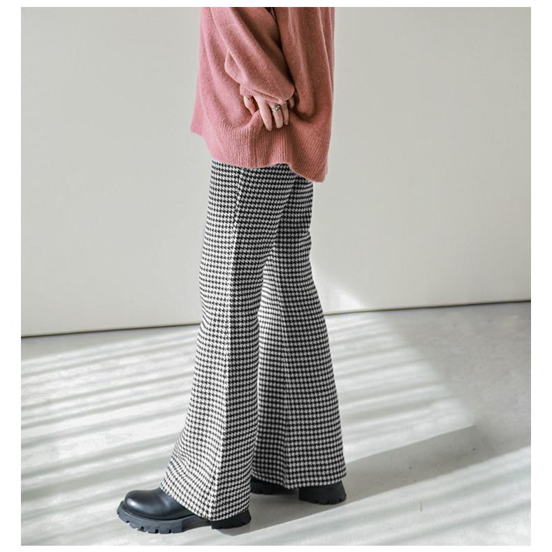 パンツ フレアパンツ ロングパンツ ボトムス レディース 千鳥格 パンツ フレアパンツ ロングパンツ ボトムス レディース 千鳥格