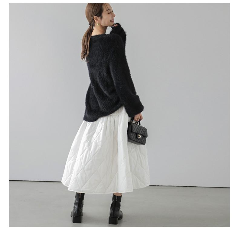 キルティングスカート フレア ミモレ丈 2025春夏新作【lsbt308