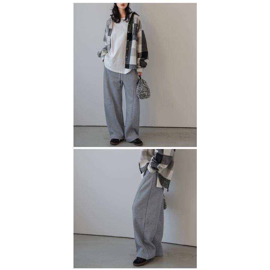 カーブパンツ パネルライン ロングパンツ 脚長効果【lsbtaw24-882