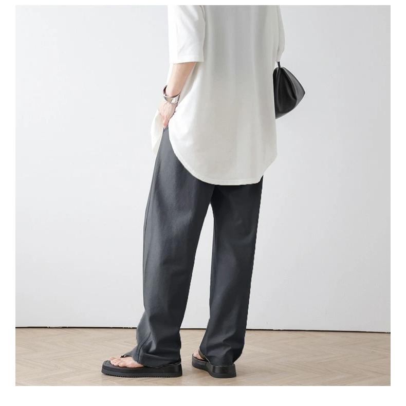 ポンチカーブパンツ ウエストゴム ワイドシルエット【lsbtss24-475