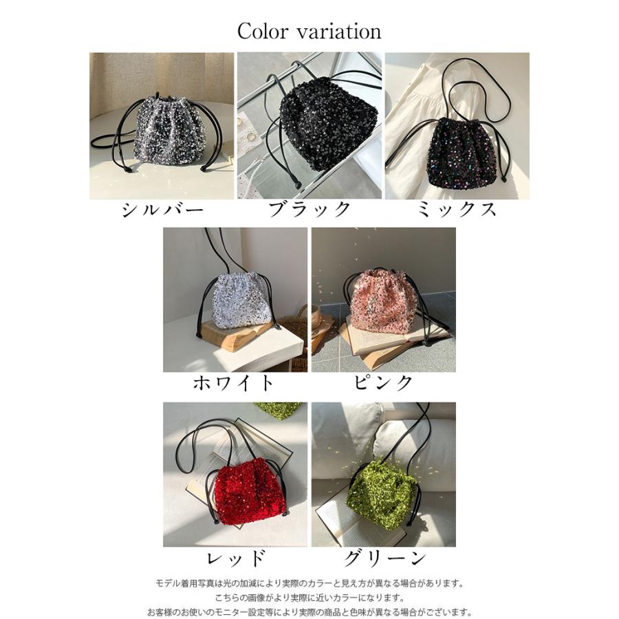 スパンコール 巾着 バッグ ミニトート ハンドバッグ ショルダーバック