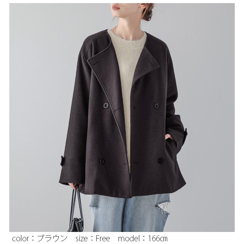 ノーカラーコート ウールライク アウター レディース 2025春夏 ノーカラーコート ウールライク アウター レディース 2025春夏
