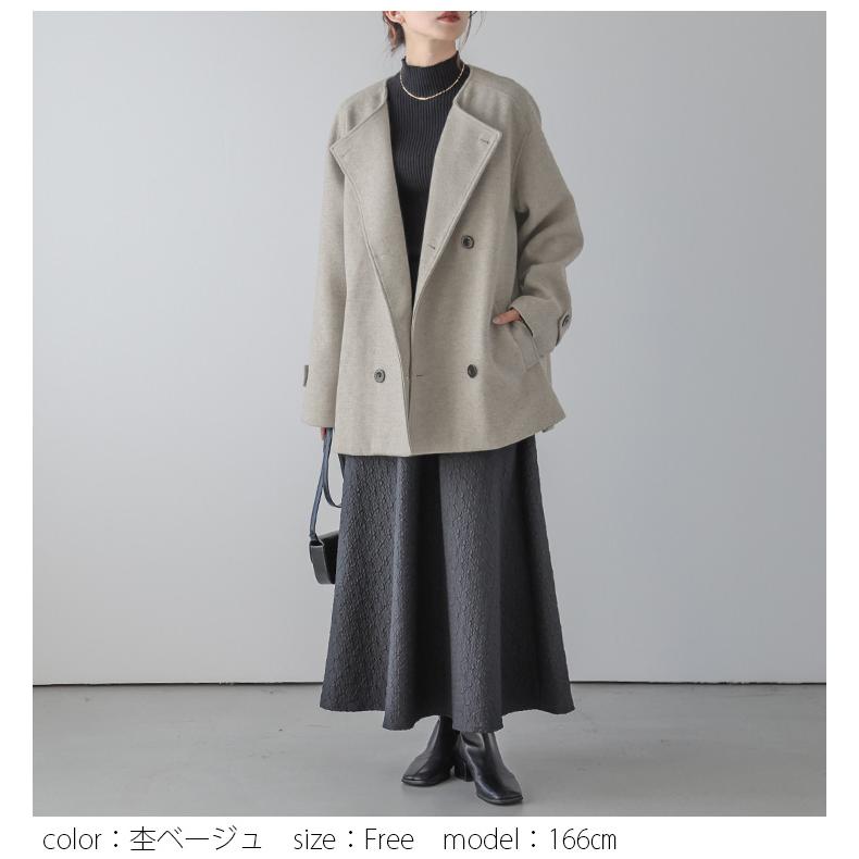 ノーカラーコート ウールライク アウター レディース 2025春夏 ノーカラーコート ウールライク アウター レディース 2025春夏