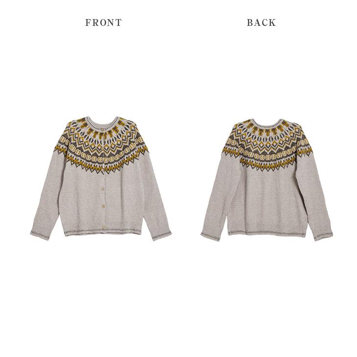 き：カーディガン ニット ノルディック 北欧 レトロ レディース
