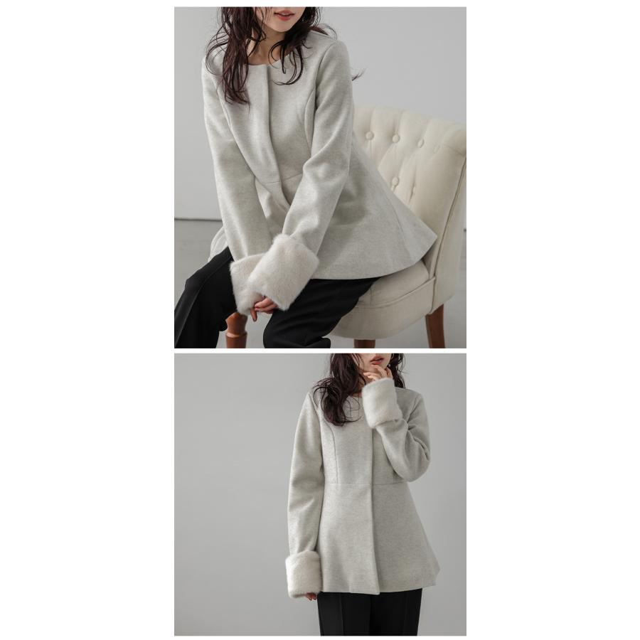 アウター コート ペプラム フェイクファー フェミニン 【lsotaw24-856