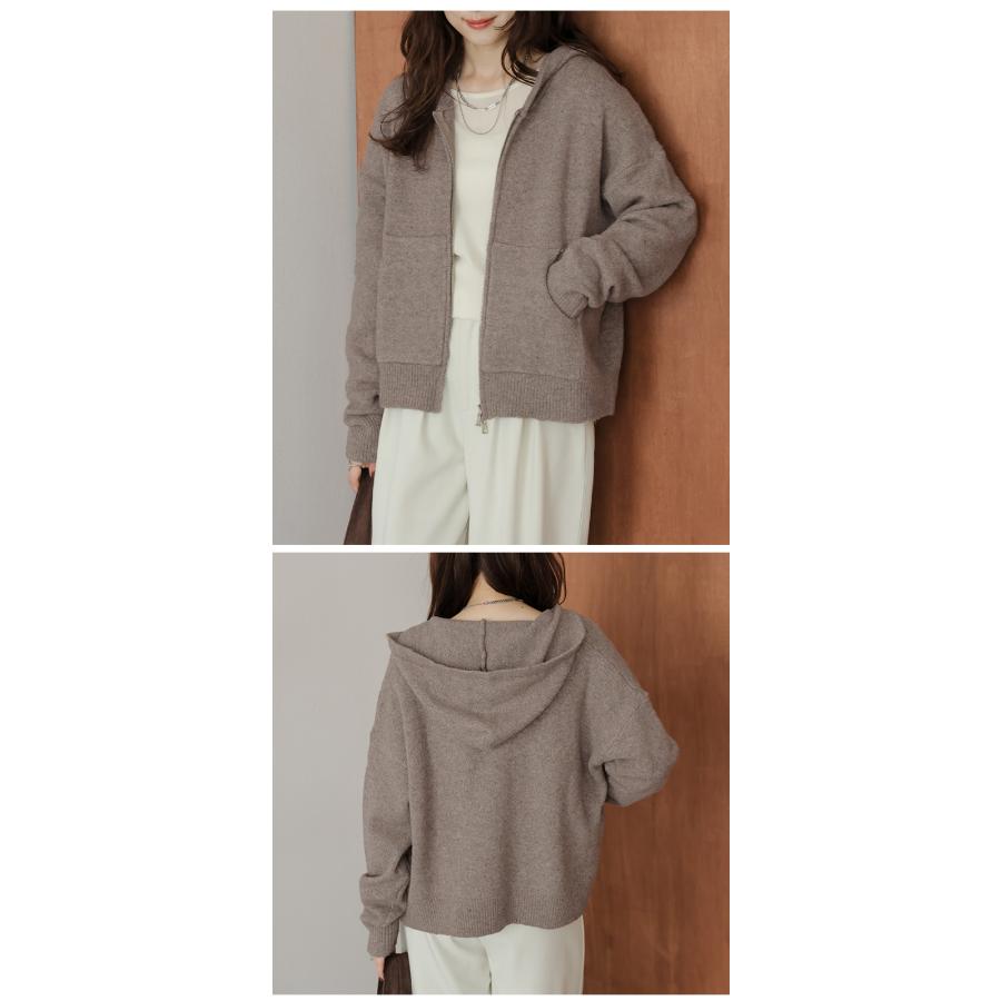 明日まで　KOWGA 25aw ニットジップパーカーS 完売品 ニット ジップパーカー Wジップ ニットパーカー シンプル こなれ感