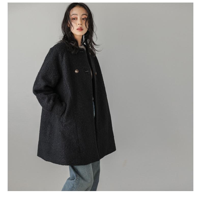 コート ノーカラー Aライン ループヤーン シープボア 大人かわいい