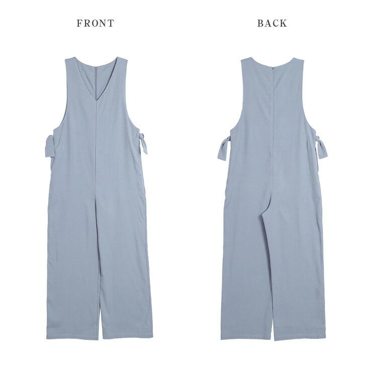 オールインワン サロペット Vネック リボン キレイめ 2025春夏新作