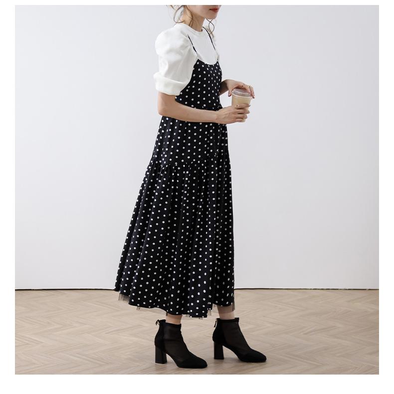 キャミワンピ ドット ティアード リボン チュール 2025春夏新作【lss24