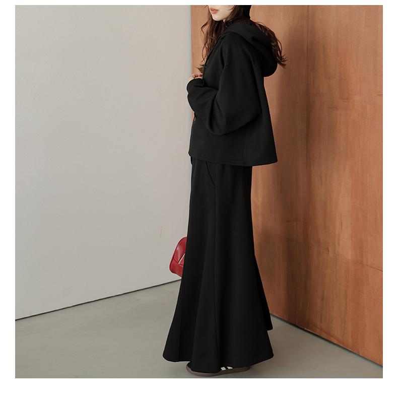 スウェット フーディー セットアップ フレアスカート ラグランスリーブ