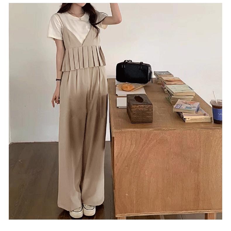 セットアップ プリーツ ビスチェ タックワイドパンツ【lssess25-1305