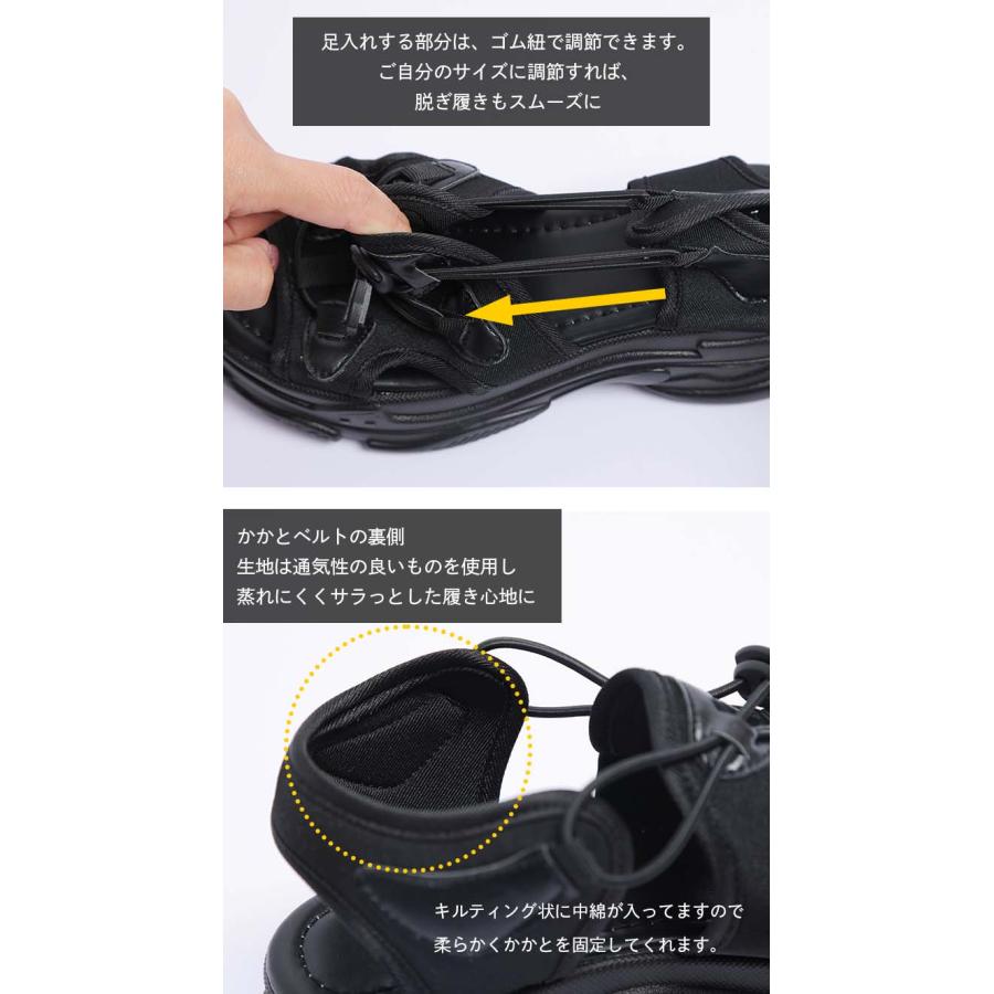 スポーツサンダル スニーカー スポサン 厚底 通気性 ゴム紐 靴 訳あり