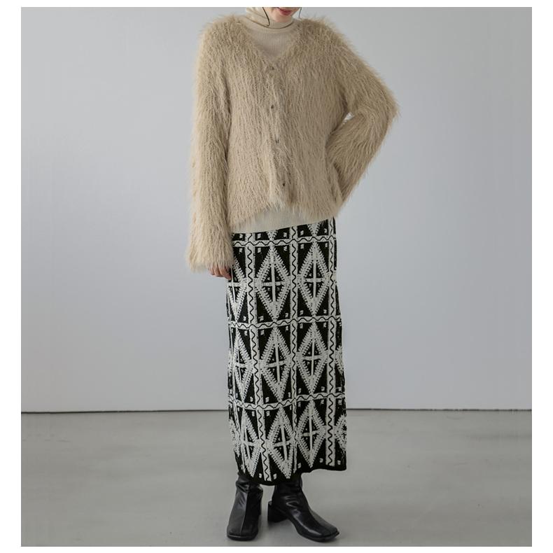 スカート ボトムス タイトスカート ニット ジャガード ロング【lssk304  