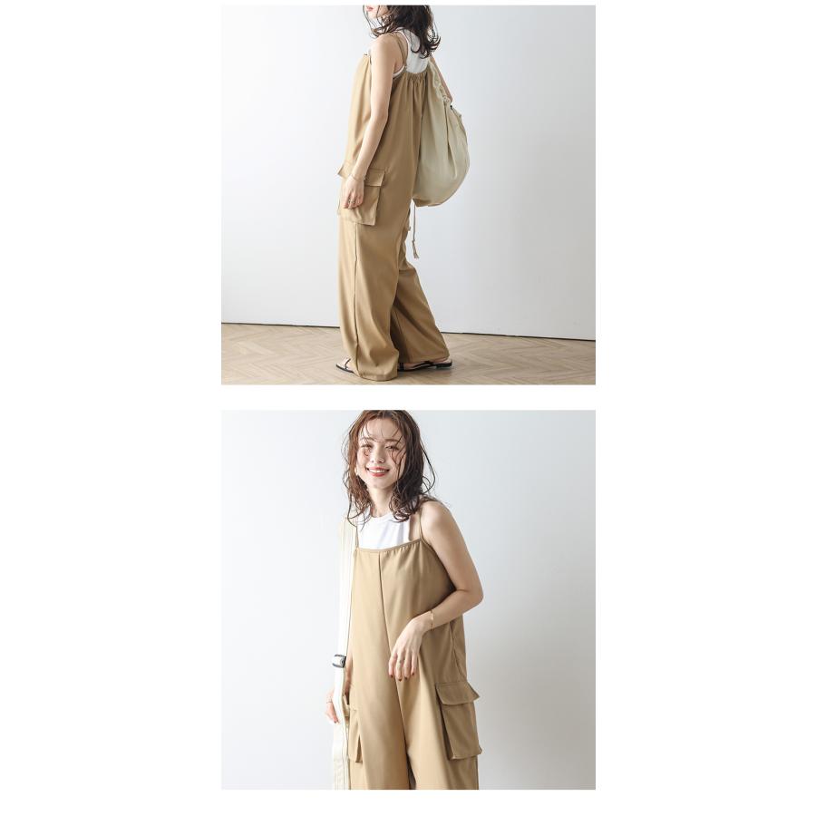 サロペット キャミ ワイドパンツ オールインワン 大人カジュアル