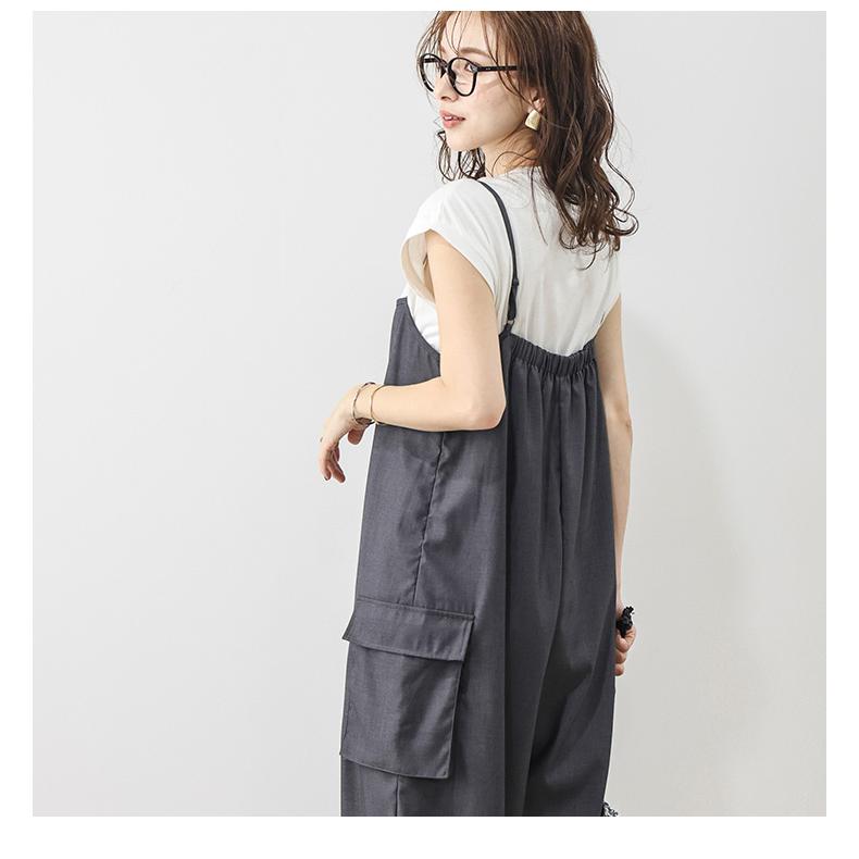 サロペット キャミ ワイドパンツ オールインワン 大人カジュアル