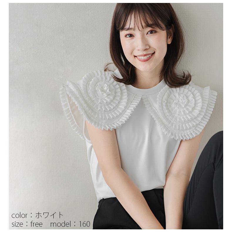 フリルカラー ノースリーブ ブラウス トップス レディース 2025春夏