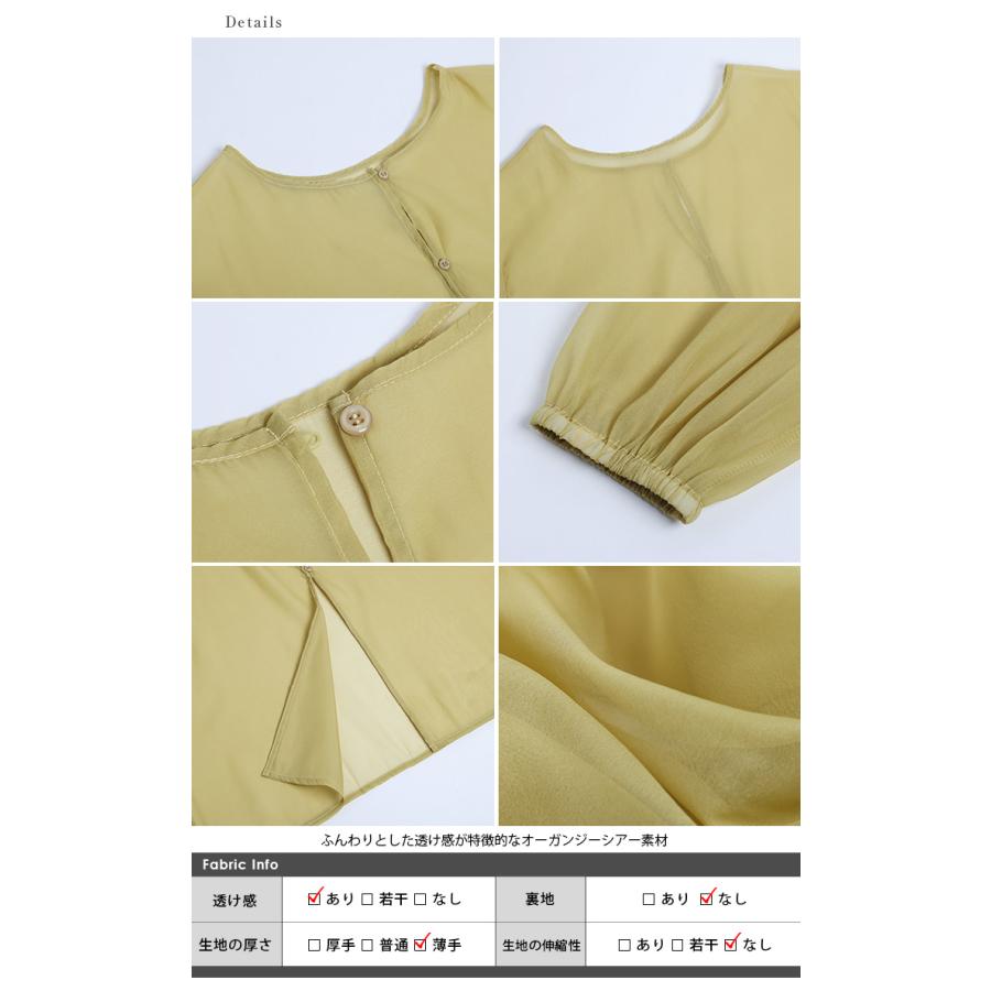 2wayオーガンジーシアートップス シャツ ブラウス 長袖