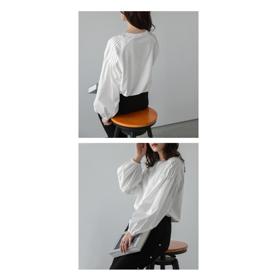 Tシャツ タックスリーブ 長袖 半袖 ぽわん袖 ボリューム 【lstp302-64f