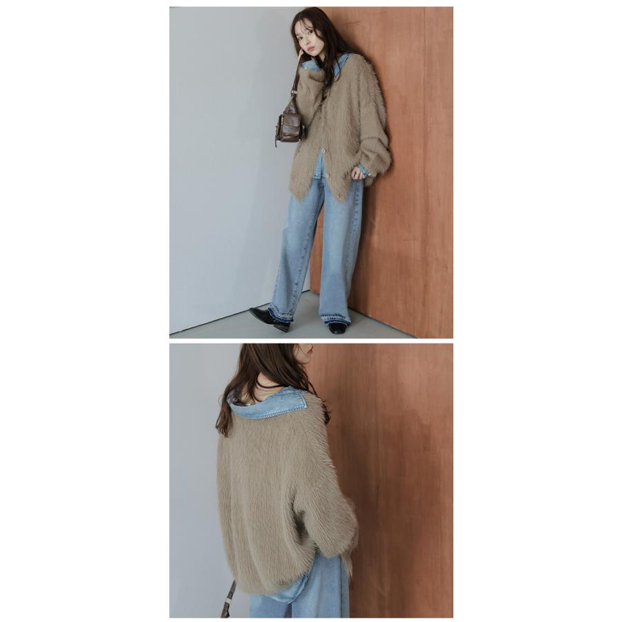 カーディガン シャギーニット アウター トップス レディース 【lstp308