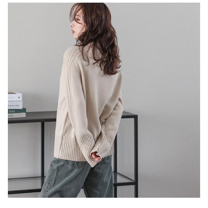 ハートロゴ 刺繍 ハイネック ニット トップス リブ【lstpaw24-697