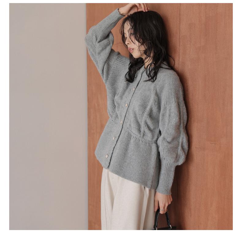 モヘヤタッチニット カーディガン クルーネック ペプラム【lstpaw25