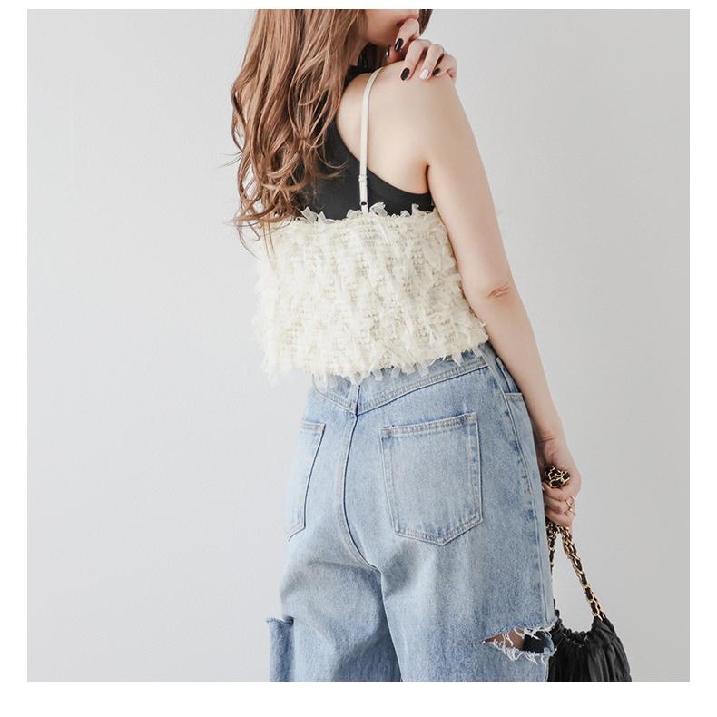 ビスチェキャミソール チュール フリンジ レイヤード 2025春夏