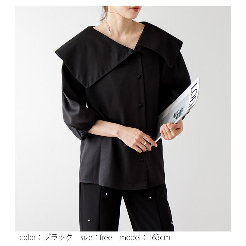 【新品タグ付】UNITEDTOKYO 長袖ブラウス アシンメトリー 黒×白 lbjt10320.jpg