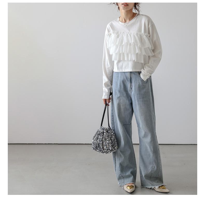 トップス Tシャツ チュール 可愛い長袖 半袖 2025春夏新作【lstpss24