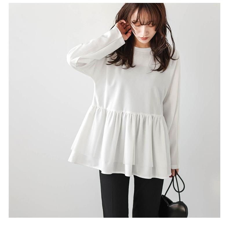 チュール シアー ペプラム トップス 長袖 2025春夏新作【lstpss24-396