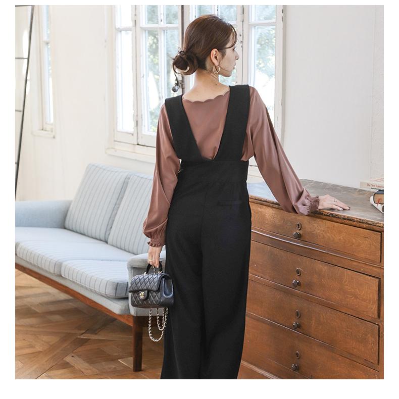 スカラップ ブラウス フリル袖 Vネック 長袖 トップス【lstpss24-582