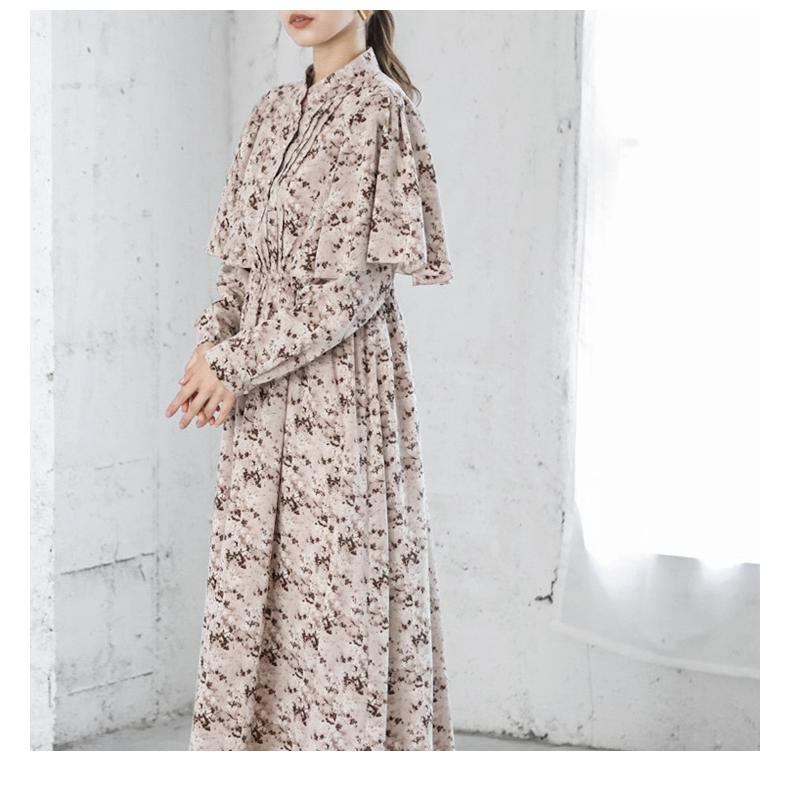 フラワーラッフルフリル ワンピース 花柄 長袖 半袖 フリル ウエスト