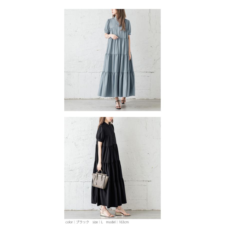 ワンピース Ribbon Flare Line Mini Dress ANDWANG Ribbon Flare Line