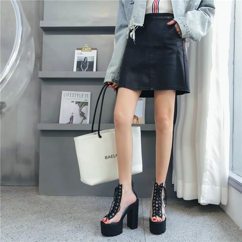 14.5cm 厚底ブーツサンダル 在庫処分セール チャンキーヒール