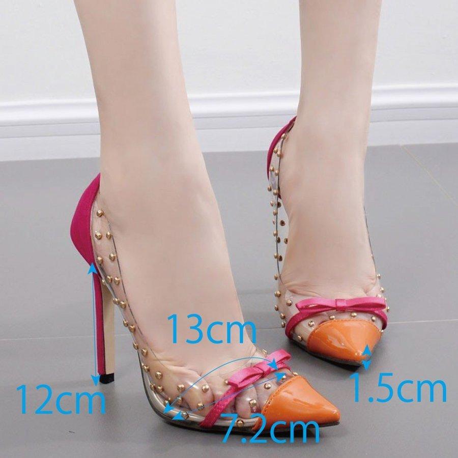 Christian louboutin ハイヒール　スタッズ ピンヒール 12cmヒール パンプス ピンヒール クリア リボン ハイヒール スタッズ
