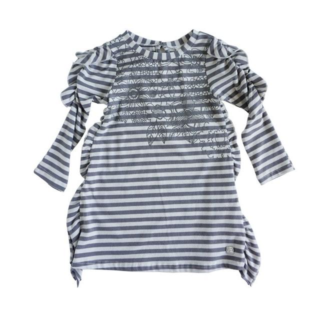 Deux par Deux (デューパーデュー)Gray Stripes Jersey Dress | 