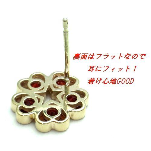 K10 レッドオレンジサファイア フラワーデザイン ダイヤモンドカット 