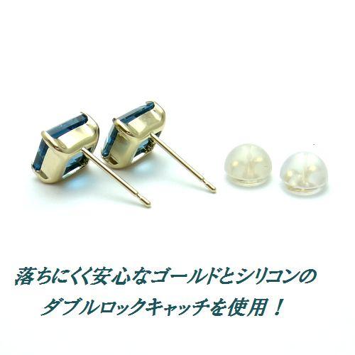 K10YG ロンドンブルートパーズ スクエア 6mm ピアスジュエリー スタッド ゴールドの画像