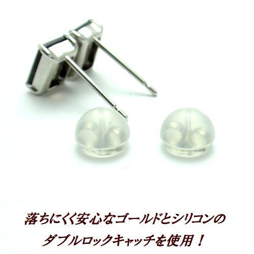 K10 スモーキークォーツ バゲットカット ピアス レクタングル WG YG 