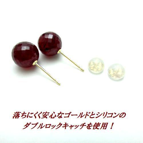 K18YG ルビー 8mm ミラーボール ピアス ジュエリー ゴールド 18金 大粒 