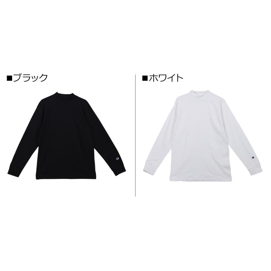 Champion チャンピオン Tシャツ 長袖 ロンT カットソー メンズ 無地 モックネック LONG SLEEVE T-SHIRT ブラック オフ ホワイト 黒 C3-Y434｜sugaronlineshop｜04