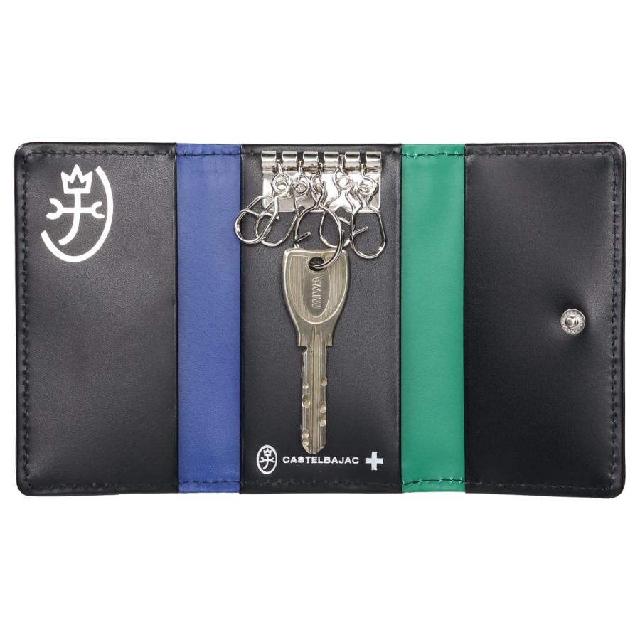 【新品未使用】CASTELBAJAC キーケース 3連 本革 メンズ ブラック CASTELBAJAC（カステルバジャック） キーケース 名刺入れ プレス