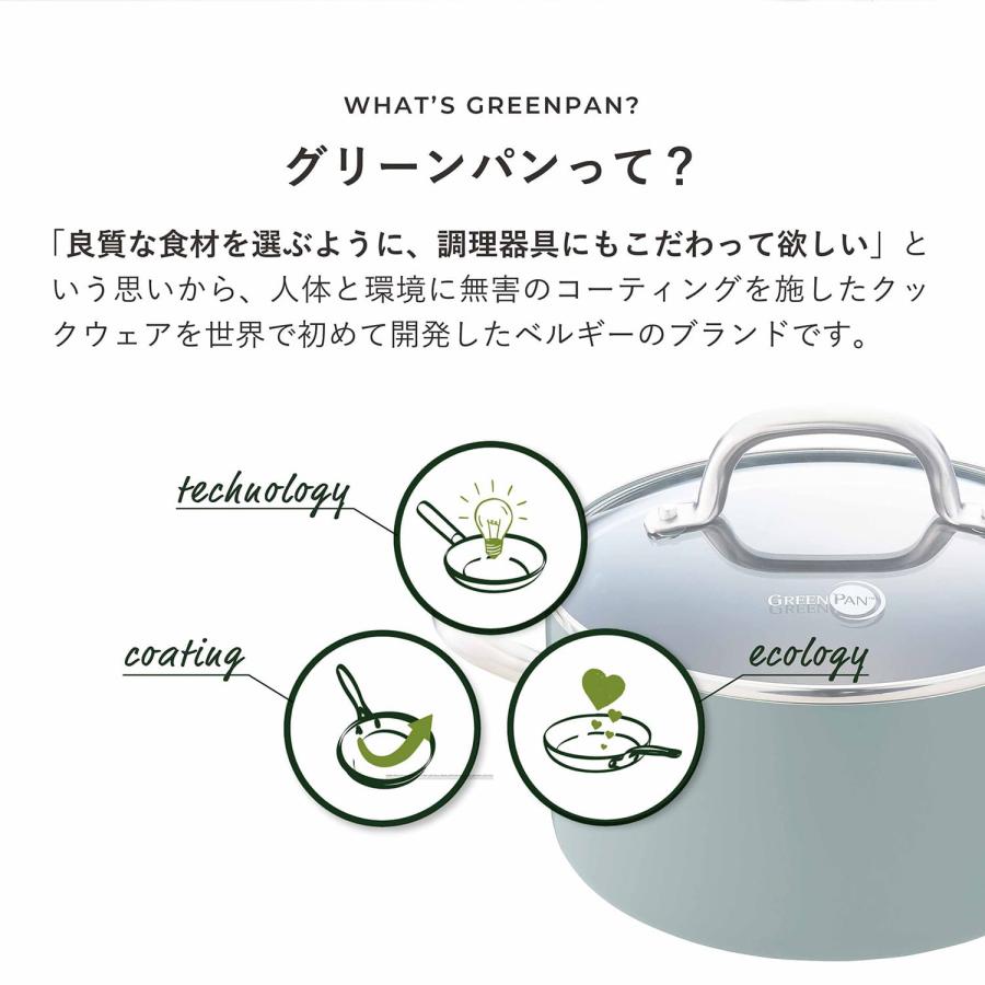 特典付き GREENPAN グリーンパン 両手鍋 メイフラワー キャセロール 20cm 3.1L IH ガス対応 蓋付き MAY FLOWER CC002177-001の画像