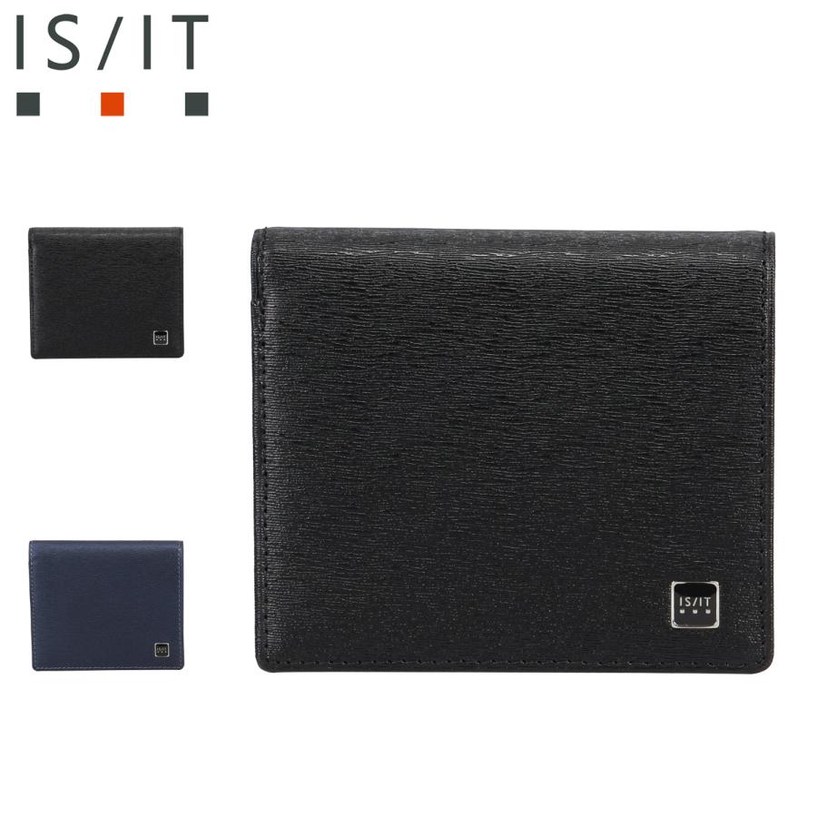 IS/IT イズイット ポリマー 財布 二つ折り財布 メンズ レディース 本革 牛革 ブラック ネイビー 黒 989604 IS/IT（イズイット） ポリマー 財布 二つ折り メンズ レディース 本革