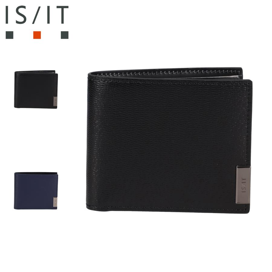 IS/IT イズイット 財布 二つ折り メンズ コンパクト 本革 小さい 小銭入れなし パーカー ブラック ネイビー 黒 990602 IS/IT（イズイット） 財布 二つ折り コンパクト メンズ 本革 小さい