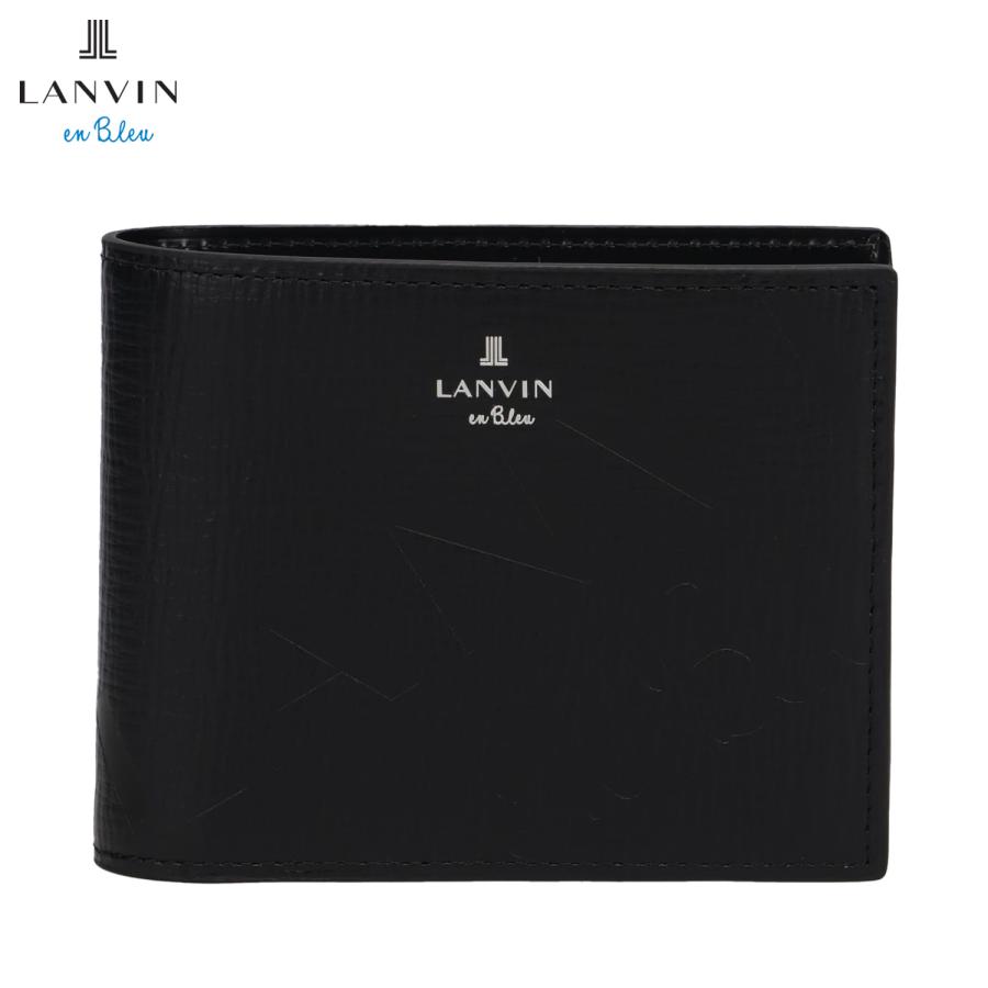 新品未使用　LANVIN ランバン　ブラック　レザー 二つ折り財布　現行品 LANVIN en Bleu ランバンオンブルー 財布 二つ折り メンズ 本革 小銭