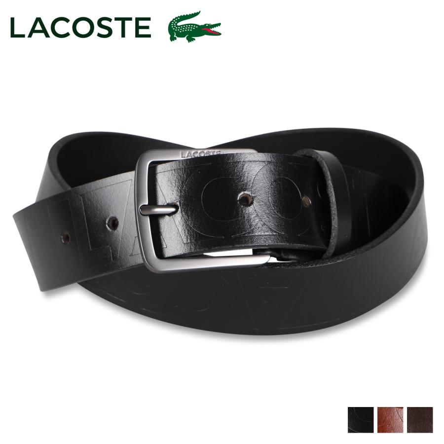 LACOSTE（ラコステ） ベルト レザー メンズ 本革 BELT ブラック ダーク