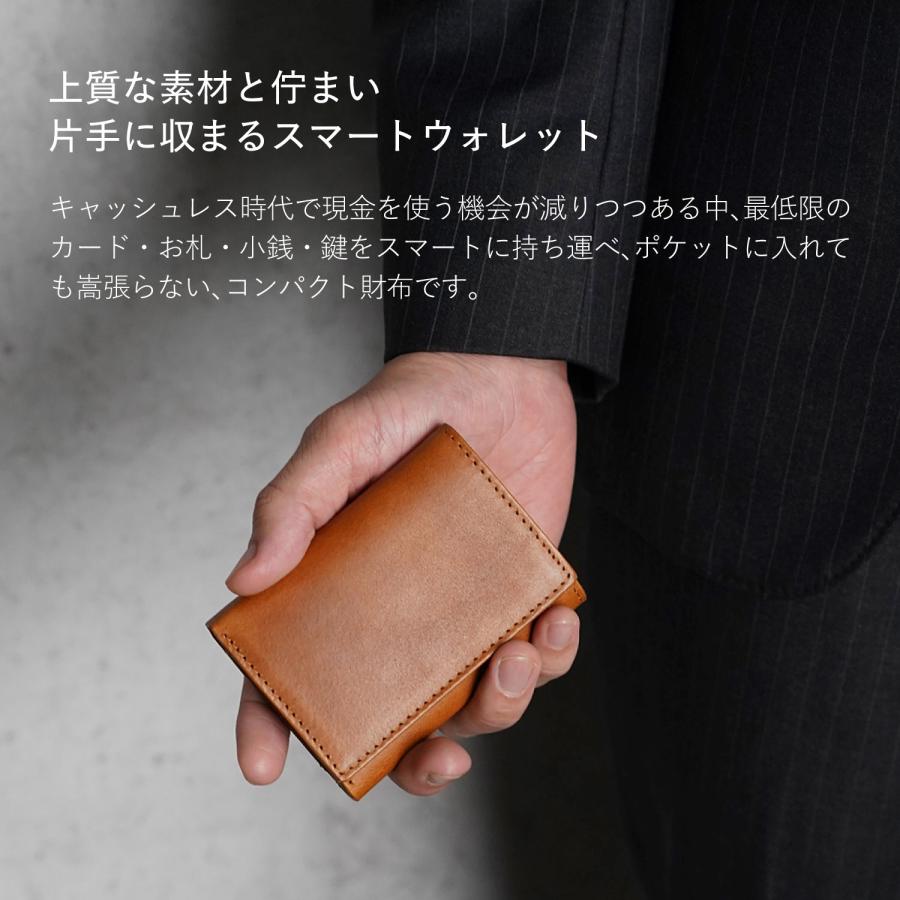 LETLY レトリー ミニ財布 三つ折り メンズ 本革 小銭入れ付き